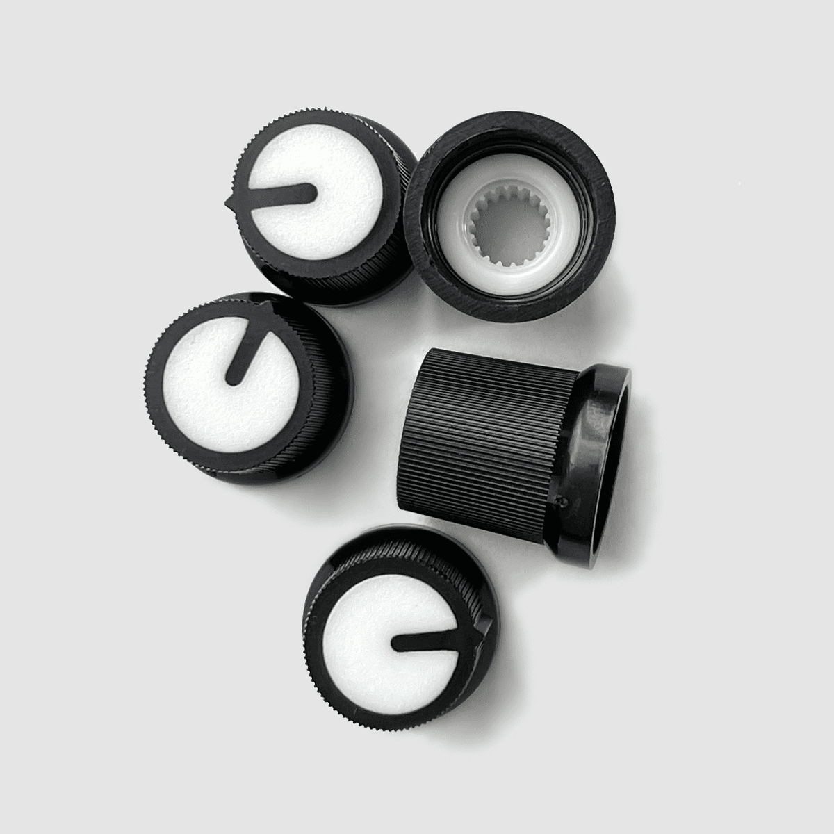 Black Plastic Knob with White Top 5pcs Oddvolt Eurorack Panels