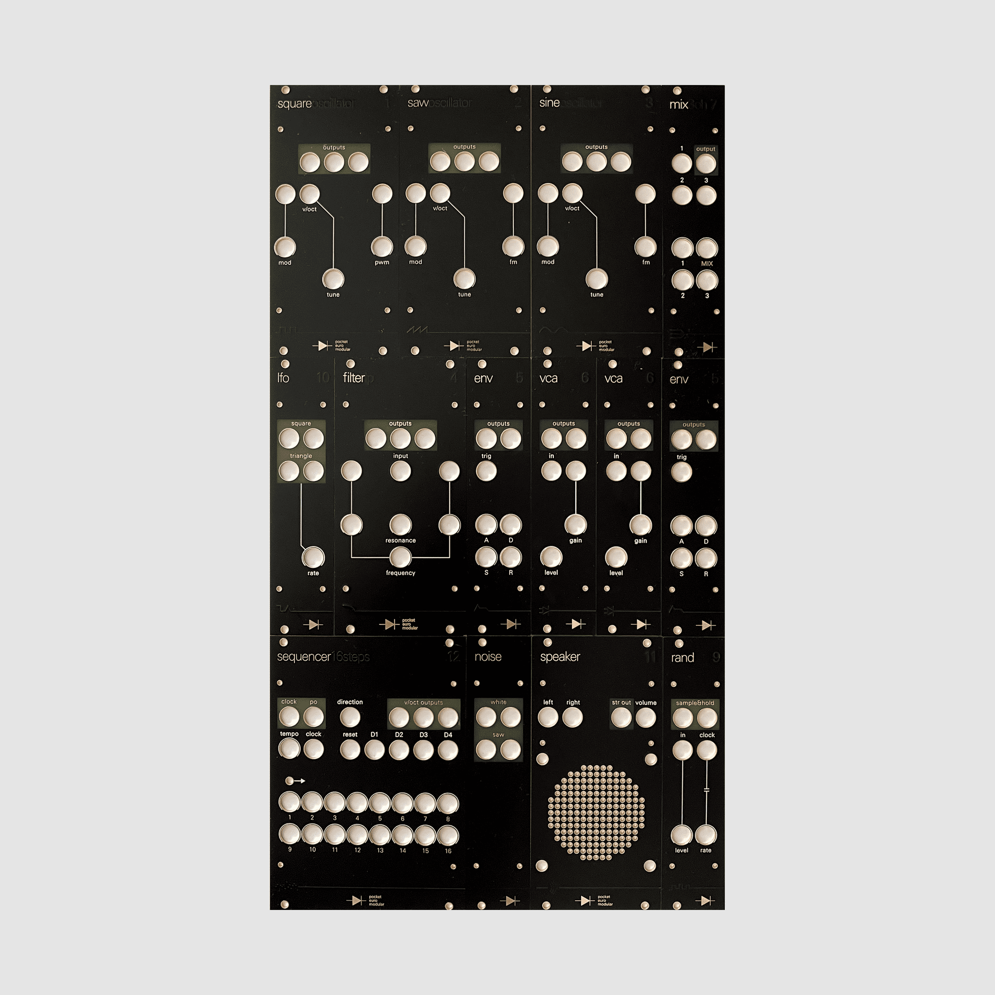 Eurorack panels for Teenage Engineering Pocket Operator Modular 