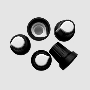 Black Plastic Knob with White Mark and Top 5pcs