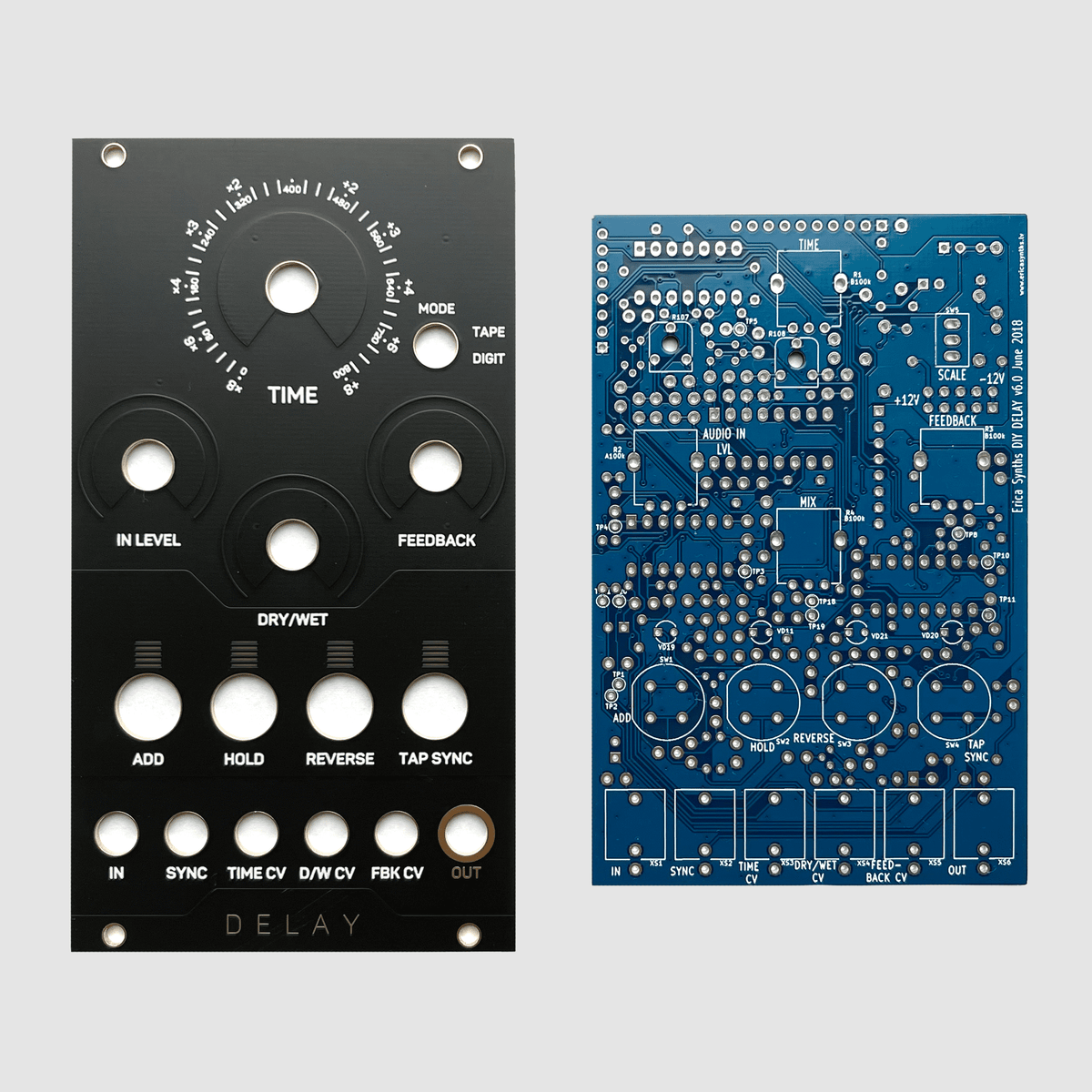 Erica synths Delay PCB + JKLMNT Panel Oddvolt Eurorack Panels, PCBs and Parts for DIY