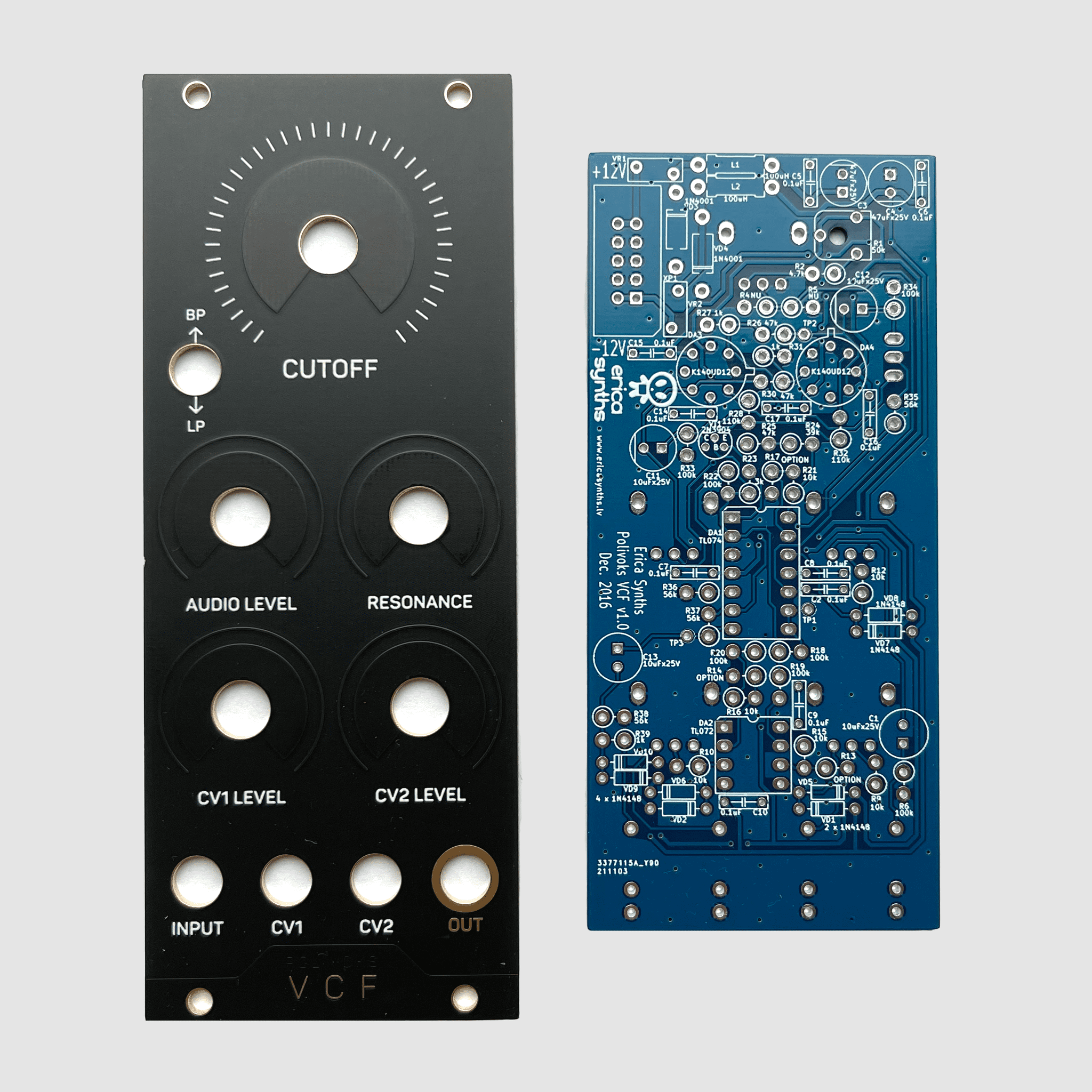 Erica synths Polivoks VCF PCB + JKLMNT Panel – Oddvolt - Eurorack