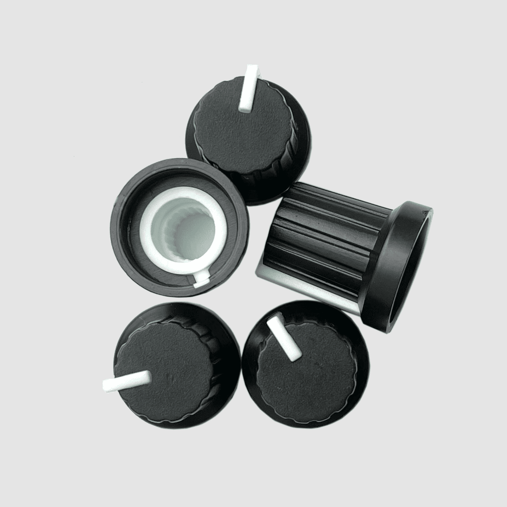 Black Plastic Knob with White Mark 5pcs